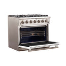 Forno 36" Capriasca Gas Range with 6 Burners and Convection Oven in Stainless Steel with White Door (FFSGS6260-36WHT) Ranges Forno 