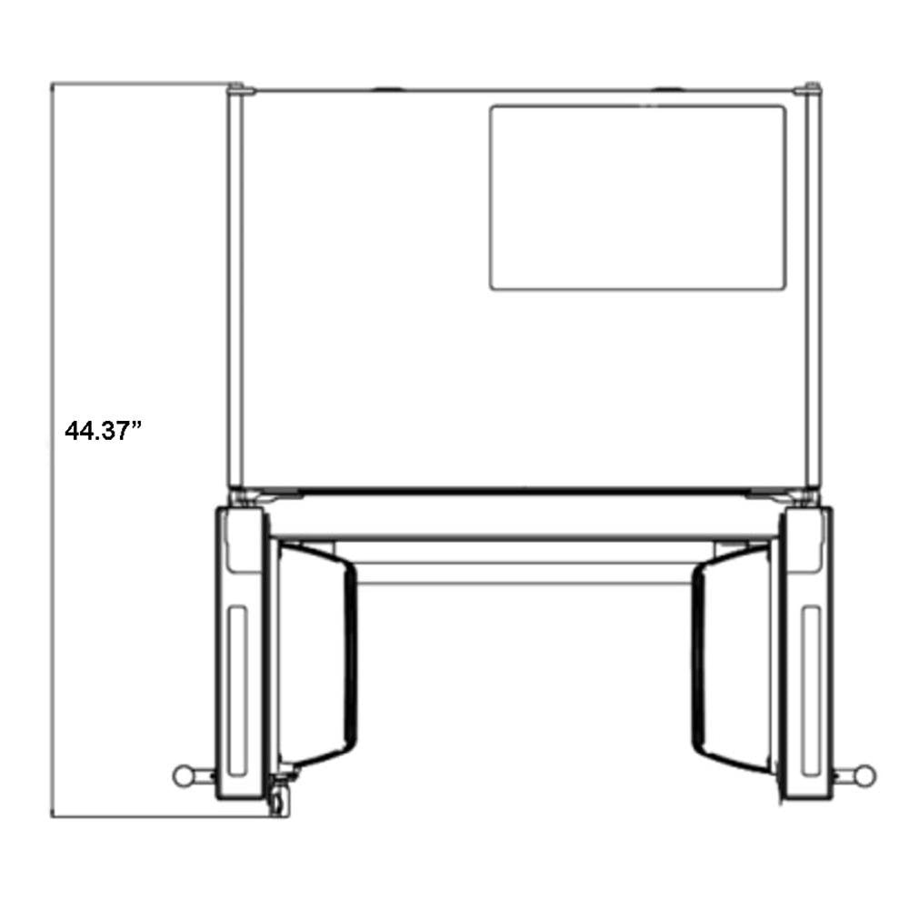 Refrigerator door opening diagram with 44.37 in height measurement