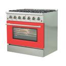 Forno 36" Galiano Gas Range with 6 Gas Burners and Convection Oven in Stainless Steel with Red Door (FFSGS6244-36RED) Ranges Forno 