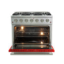 Forno 36" Galiano Gas Range with 6 Gas Burners and Convection Oven in Stainless Steel with Red Door (FFSGS6244-36RED) Ranges Forno 