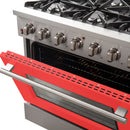 Forno 36" Galiano Gas Range with 6 Gas Burners and Convection Oven in Stainless Steel with Red Door (FFSGS6244-36RED) Ranges Forno 