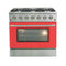 Forno 36-Inch Galiano Gas Range with 6 Gas Burners and Convection Oven in Stainless Steel with Red Door (FFSGS6244-36RED)