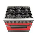 Forno 36" Galiano Gas Range with 6 Gas Burners and Convection Oven in Stainless Steel with Red Door (FFSGS6244-36RED) Ranges Forno 