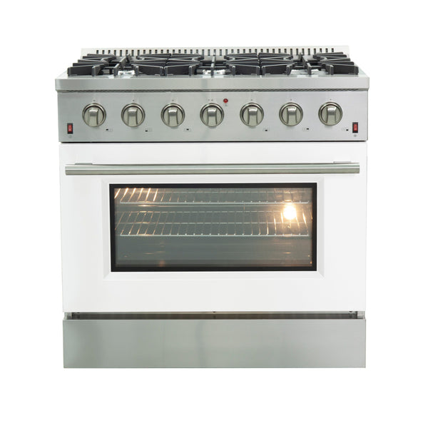 Forno 36" Galiano Gas Range with 6 Gas Burners and Convection Oven in Stainless Steel with White Door (FFSGS6244-36WHT) Ranges Forno 