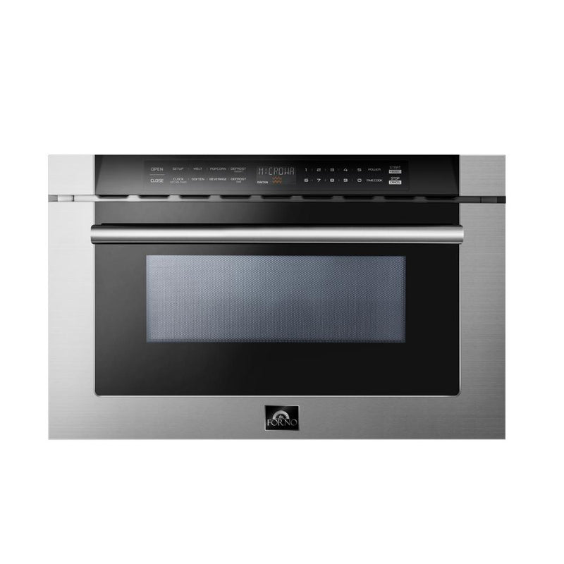 Forno 4-Piece Appliance Package - 30" Gas Range, 36" Refrigerator with Water Dispenser, Microwave Drawer, & 3-Rack Dishwasher in Stainless Steel Appliance Package Forno 