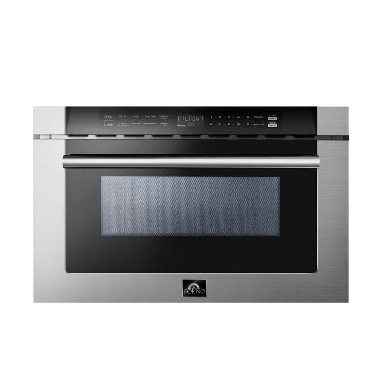 Forno 4-Piece Appliance Package - 30" Gas Range, 56" Pro-Style Refrigerator, Microwave Drawer, & 3-Rack Dishwasher in Stainless Steel Appliance Package Forno 