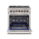 Forno 4-Piece Pro Appliance Package - 30" Dual Fuel Range, Premium Hood, French Door Refrigerator, and Dishwasher in Stainless Steel Appliance Package Forno 