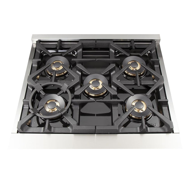 Forno 4-Piece Pro Appliance Package - 30" Gas Range, 36" Refrigerator with Water Dispenser, Microwave Drawer, & 3-Rack Dishwasher in Stainless Steel Appliance Package Forno 