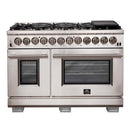 Forno 4-Piece Pro Appliance Package - 48" Dual Fuel Range, 36" Refrigerator with Water Dispenser, Microwave Oven, & 3-Rack Dishwasher in Stainless Steel Appliance Package Forno 