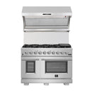 Forno 4-Piece Pro Appliance Package - 48" Gas Range, Premium Hood, French Door Refrigerator, and Dishwasher in Stainless Steel Appliance Package Forno 