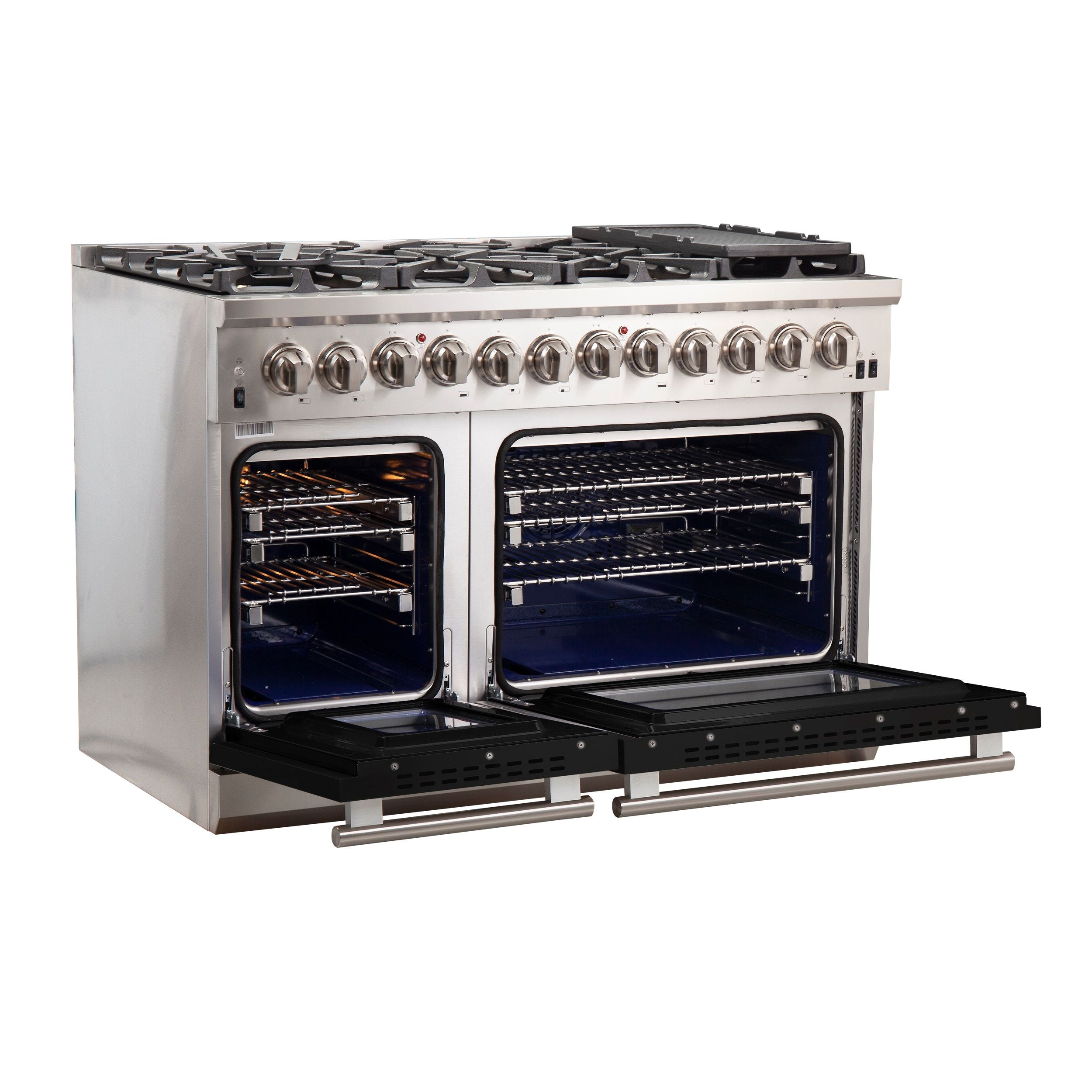 Forno 48-Inch Capriasca Dual Fuel Range with 8 GAS Burners and French Door Electric Oven in Stainless Steel, FFSGS6387-48