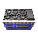 Forno 48" Capriasca Gas Range with 8 Gas Burners and Convection Oven in Stainless Steel with Blue Door (FFSGS6260-48BLU) Ranges Forno 