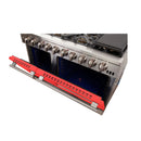 Forno 48" Capriasca Gas Range with 8 Gas Burners and Convection Oven in Stainless Steel with Red Door (FFSGS6260-48RED) Ranges Forno 