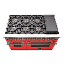 Forno 48" Capriasca Gas Range with 8 Gas Burners and Convection Oven in Stainless Steel with Red Door (FFSGS6260-48RED) Ranges Forno 