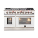 Forno 48" Capriasca Gas Range with 8 Gas Burners and Convection Oven in Stainless Steel with White Door (FFSGS6260-48WHT) Ranges Forno 