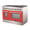 Forno 48" Galiano Dual Fuel Range with 8 Gas Burners and 240v Electric Oven in Stainless Steel with Door (FFSGS6156-48RED) Ranges Forno 