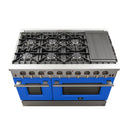 Forno 48" Galiano Gas Range with 8 Gas Burners and Convection Oven in Stainless Steel with Blue Door (FFSGS6244-48BLU) Ranges Forno 