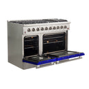 Forno 48" Galiano Gas Range with 8 Gas Burners and Convection Oven in Stainless Steel with Blue Door (FFSGS6244-48BLU) Ranges Forno 