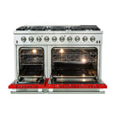 Forno 48" Galiano Gas Range with 8 Gas Burners and Convection Oven in Stainless Steel with Red Door (FFSGS6244-48RED) Ranges Forno 