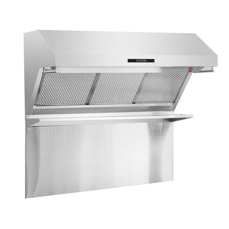 Forno 5-Piece Appliance Package - 48" Dual Fuel Range, 56" Pro-Style Refrigerator, Wall Mount Hood with Backsplash, Microwave Drawer, & 3-Rack Dishwasher in Stainless Steel Appliance Package Forno 