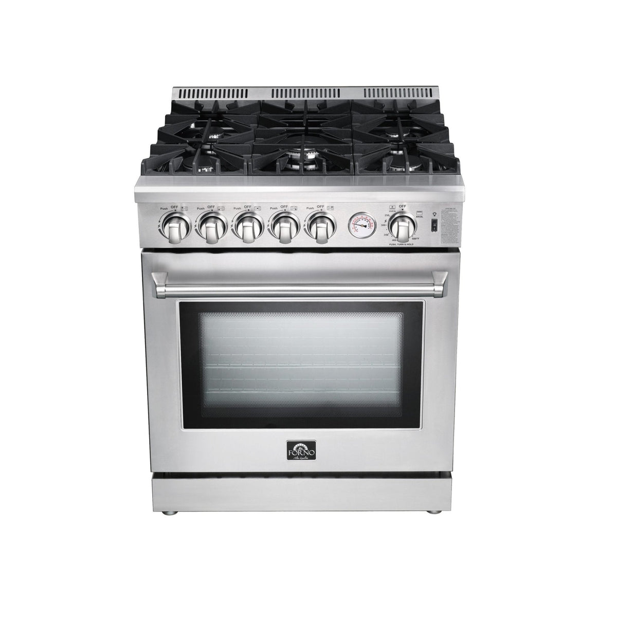 Stainless steel 30-inch gas range with knob controls and convection oven door