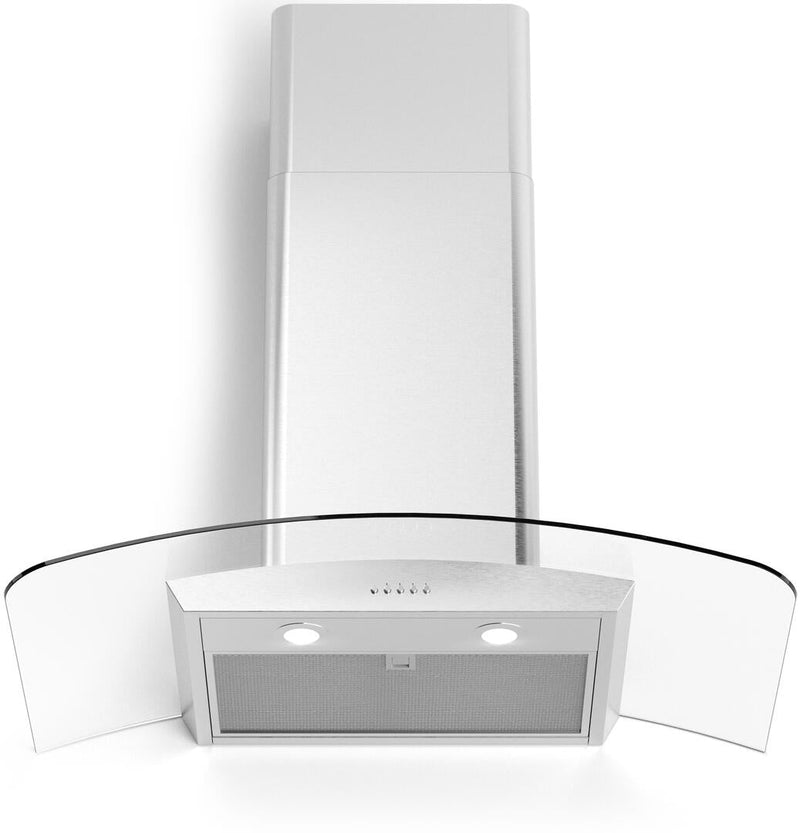 Forte Cortivo Series 30" Wall Mount Convertible Hood with 600 CFM, LED Lights, Glass Canopy, in Stainless Steel (CORTIVO30) Range Hoods Forte 