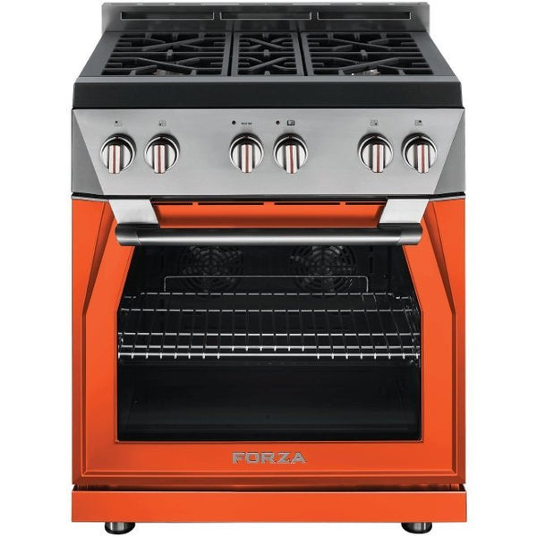 Forza 30" 5.2 cu. ft. Stainless Steel Pro-Style Gas Range in Ardente Orange (FR304GN-O) Ranges Forza 
