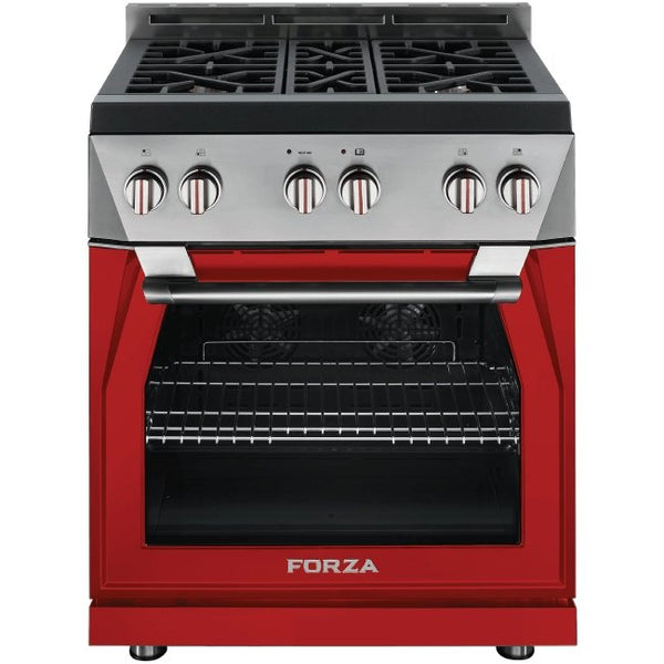 Forza 30" 5.2 cu. ft. Stainless Steel Pro-Style Gas Range in Radicale Red (FR304GN-R) Ranges Forza 