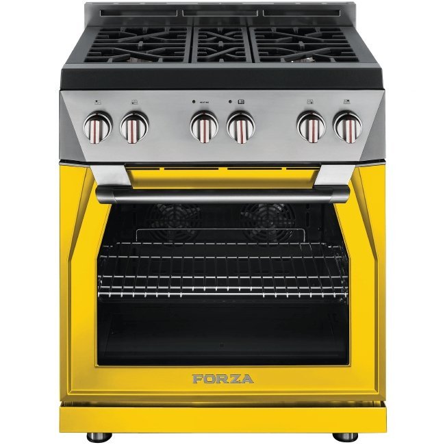 Forza 30" 5.2 cu. ft. Stainless Steel Pro-Style Gas Range in Ribelle Yellow (FR304GN-Y) Ranges Forza 