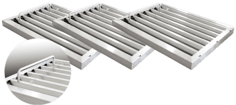 30-inch stainless steel baffle filter kit with three hinged baffle panels