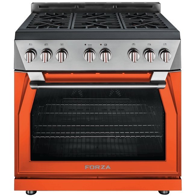 Forza 36" 6.0 cu. ft. Stainless Steel Pro-Style Gas Range in Ardente Orange (FR366GN-O) Ranges Forza 