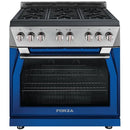 Forza 36" 6.0 cu. ft. Stainless Steel Pro-Style Gas Range in Dinamico Blue (FR366GN-B) Ranges Forza 