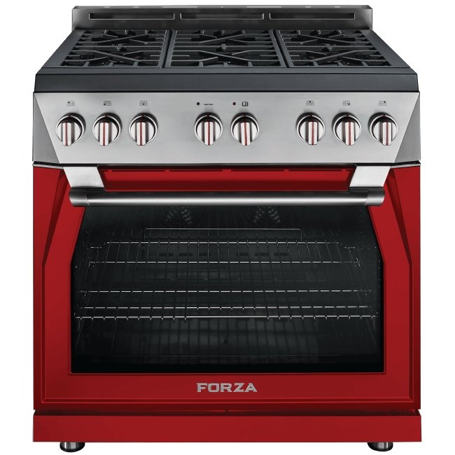 Forza 36" 6.0 cu. ft. Stainless Steel Pro-Style Gas Range in Radicale Red (FR366GN-R) Ranges Forza 