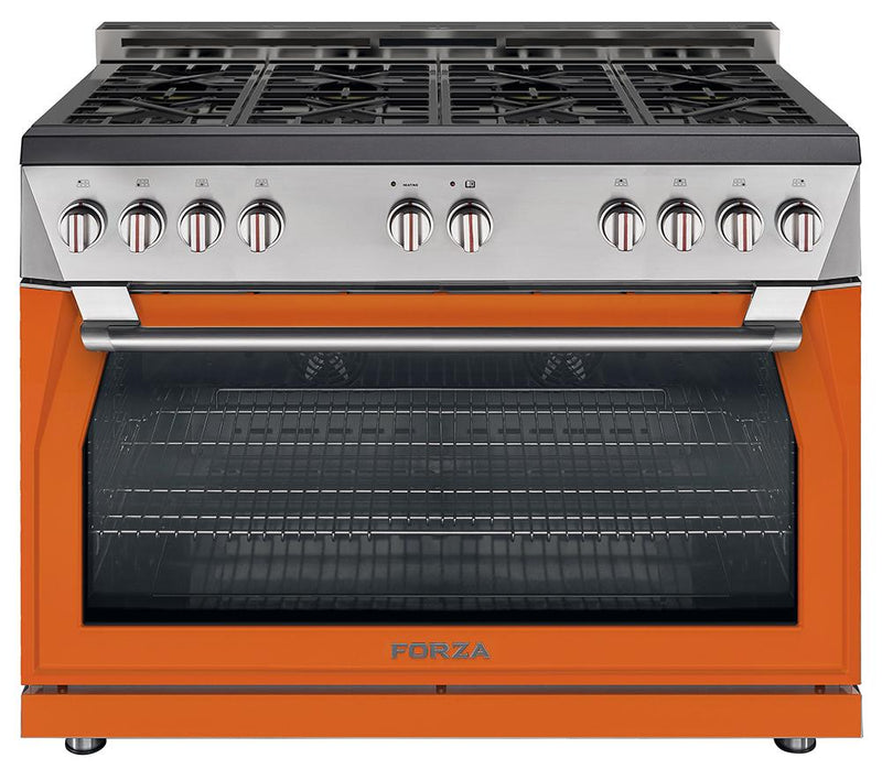 Forza 48" 7.8 cu. ft. Stainless Steel Pro-Style Gas Range in Ardente Orange (FR488GN-O) Ranges Forza 
