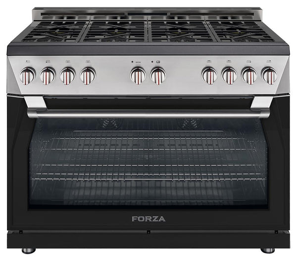 Forza 48" 7.8 cu. ft. Stainless Steel Pro-Style Gas Range in Audace Black (FR488GN-K) Ranges Forza 
