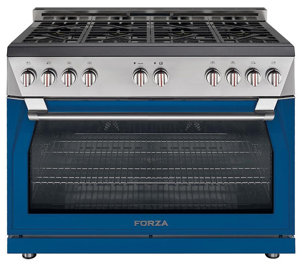 Forza 48" 7.8 cu. ft. Stainless Steel Pro-Style Gas Range in Dinamico Blue (FR488GN-B) Ranges Forza 