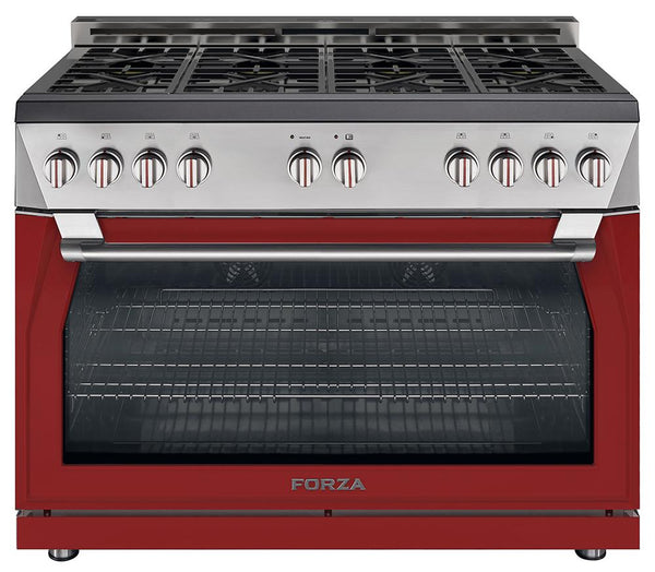 Forza 48" 7.8 cu. ft. Stainless Steel Pro-Style Gas Range in Radicale Red (FR488GN-R) Ranges Forza 