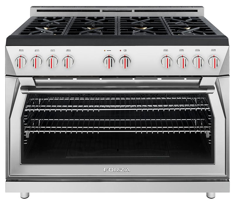 Forza 48" 7.8 cu. ft. Stainless Steel Pro-Style Gas Range in Radicale Red (FR488GN-R) Ranges Forza 