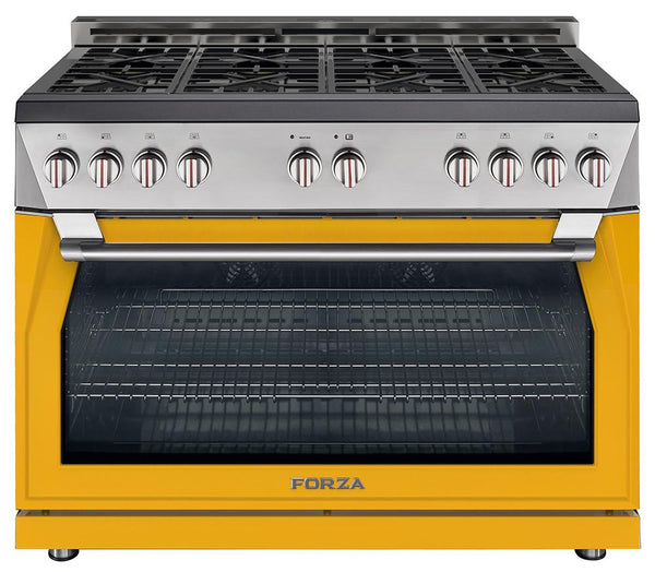 Forza 48" 7.8 cu. ft. Stainless Steel Pro-Style Gas Range in Ribelle Yellow (FR488GN-Y) Ranges Forza 