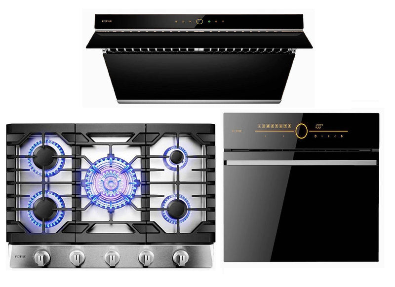 Fotile 3-Piece Appliance Package - 30" 1000 CFM Under Cabinet Range Hood, 30" Natural Gas Cooktop in Stainless Steel & Built-in Wall Oven Appliance Package Fotile SCD42-C2T 