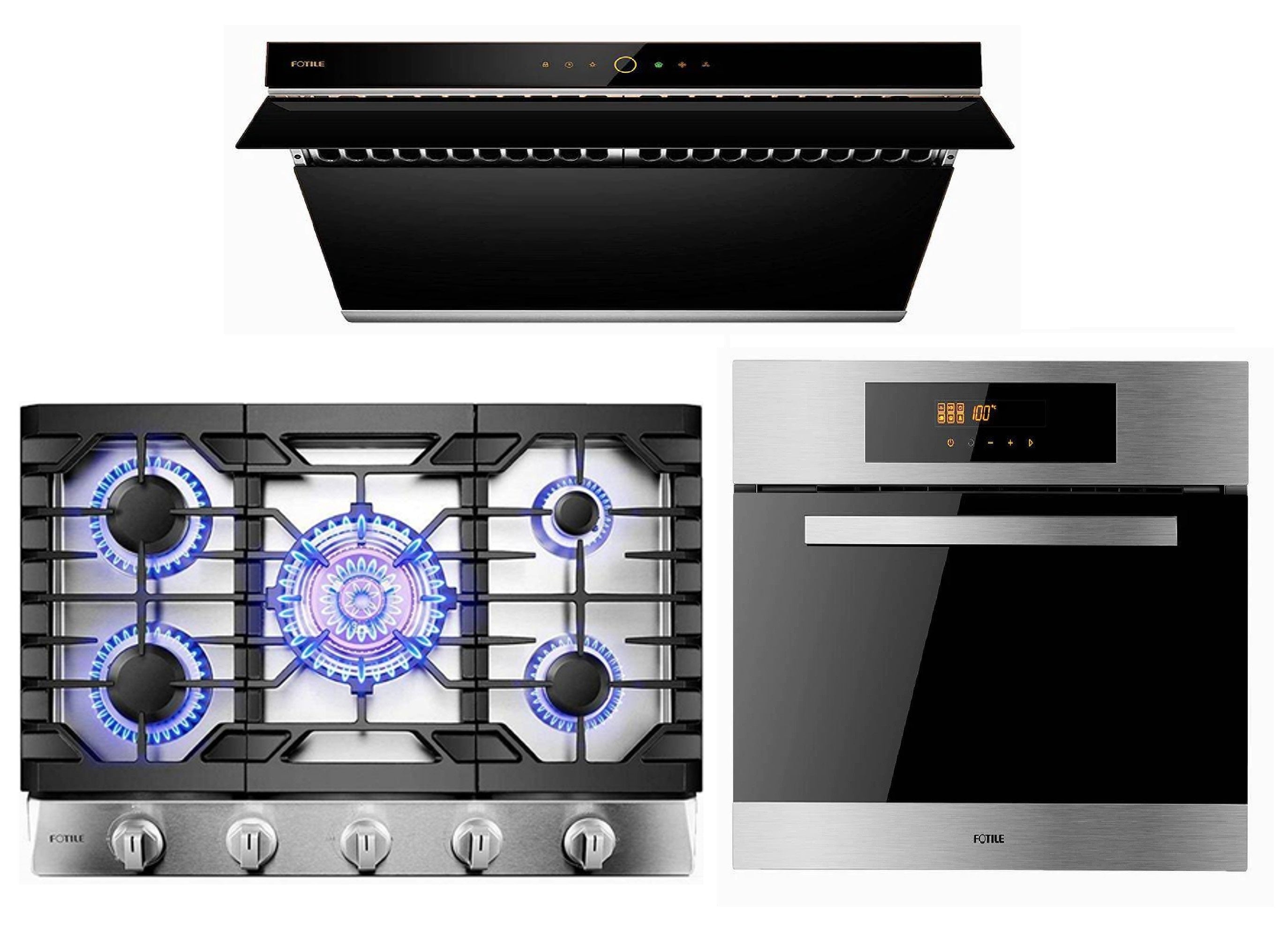 Fotile Tri-Ring 36 in. GAS Cooktop in Stainless Steel with 5 Burners Including Flame Failure Device, Silver