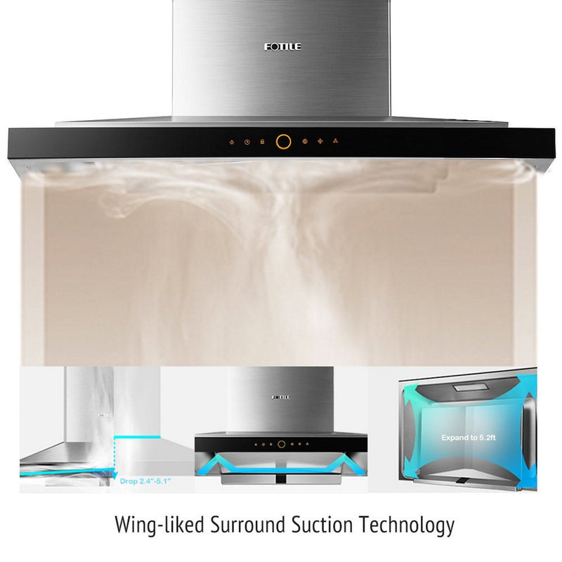 Fotile Perimeter Vent Series 36-inch 900 CFM Wall Mount Range Hood with LED light and Touchscreen in Stainless Steel (EMS9018) Range Hoods Fotile 