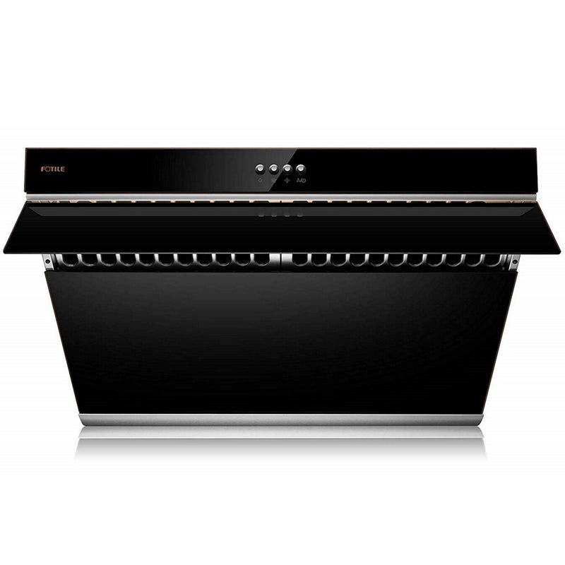 Fotile Slant Vent Series 30-inch 850 CFM Under Cabinet or Wall Mount Range Hood with 2 LED lights, and Push Buttons in Onyx Black Tempered Glass (JQG7522) Range Hoods Fotile 