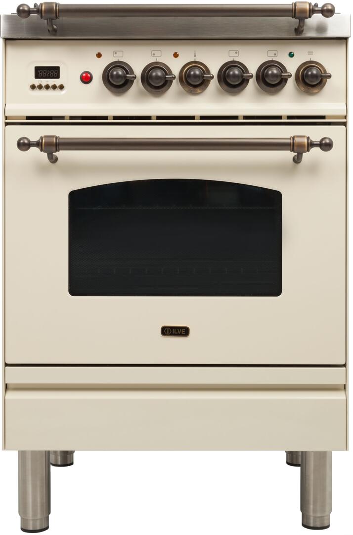 ILVE 24" Nostalgie - Dual Fuel Range with 4 Sealed Burners - 2.44 cu. ft. Oven - Bronze Trim in Antique White (UPN60DMPAY) Ranges ILVE 