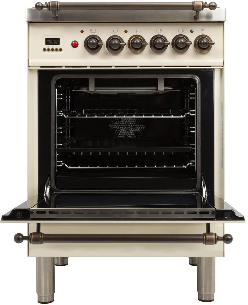 ILVE 24" Nostalgie - Dual Fuel Range with 4 Sealed Burners - 2.44 cu. ft. Oven - Bronze Trim in Antique White (UPN60DMPAY) Ranges ILVE 