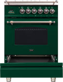 ILVE 24" Nostalgie - Dual Fuel Range with 4 Sealed Burners - 2.44 cu. ft. Oven - Bronze Trim in Emerald Green (UPN60DMPVSY) Ranges ILVE 