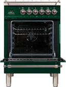 ILVE 24" Nostalgie - Dual Fuel Range with 4 Sealed Burners - 2.44 cu. ft. Oven - Bronze Trim in Emerald Green (UPN60DMPVSY) Ranges ILVE 