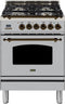 ILVE 24-Inch Nostalgie - Dual Fuel Range with 4 Sealed Burners - 2.44 cu. ft. Oven - Bronze Trim in Stainless Steel (UPN60DMPIY)