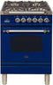 ILVE 24-Inch Nostalgie - Dual Fuel Range with 4 Sealed Burners - 2.44 cu. ft. Oven - Chrome Trim in Blue (UPN60DMPBLX)