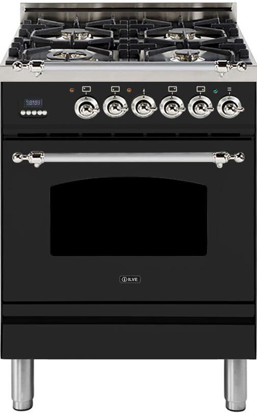 ILVE 24" Nostalgie - Dual Fuel Range with 4 Sealed Burners - 2.44 cu. ft. Oven - Chrome Trim in Matte Graphite (UPN60DMPMX) Ranges ILVE 